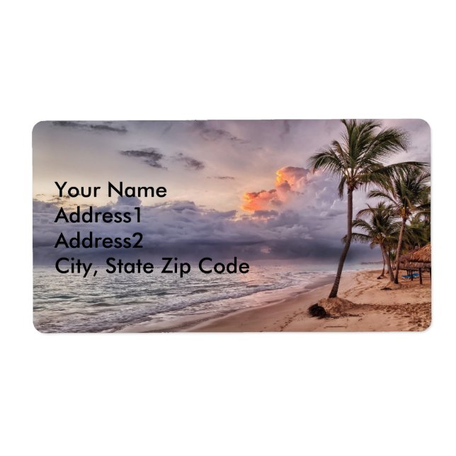 Etiqueta Ocean Waves Sandy Beach Sunset (Frente)