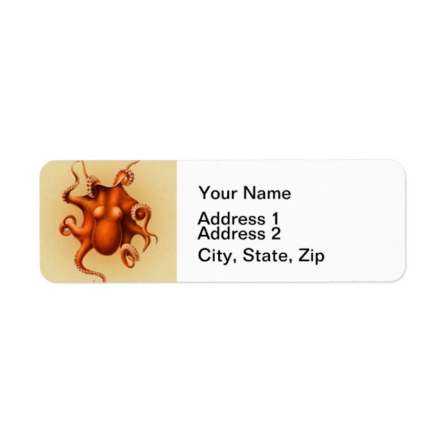 Etiqueta Octopus Sea Monster Cephalapod Vintage (Frente)
