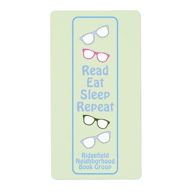 Etiqueta Óculos Read Eat Sleep Repeat  (Frente)