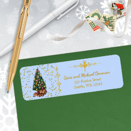 Etiqueta Ode to The Nutcracker Tree Blue Address Label