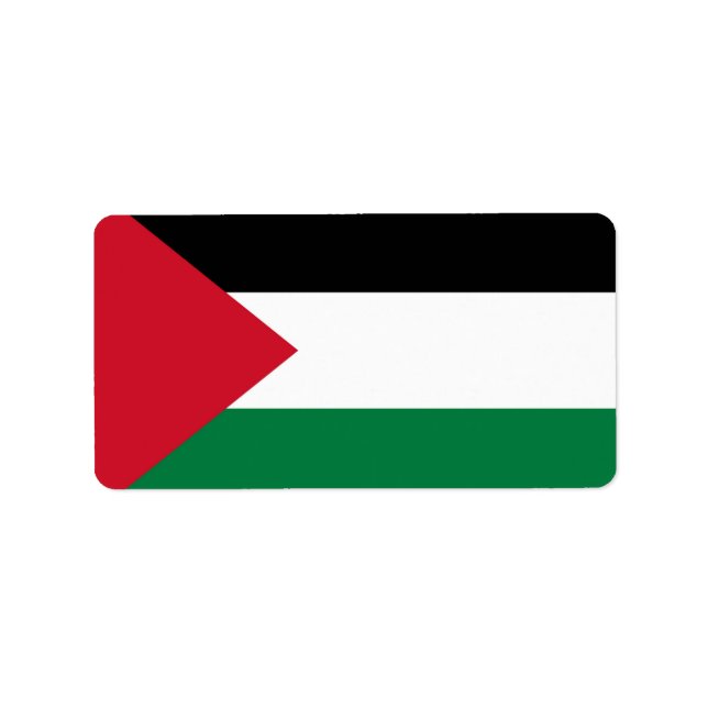 Etiqueta oficialmente pavilhão do Estado da Palestina (Frente)
