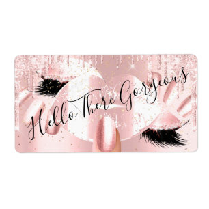 Etiqueta Olá, Glitter Rosa, Glitter, Gotas Beija Lábios, Un