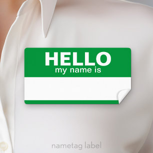 Etiqueta Olá, meu nome é - Verde - área para Nome do Funcio
