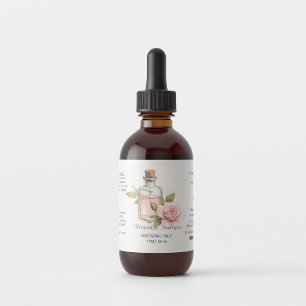 Etiqueta Óleos essenciais de Rosa natural Floral de aquarel