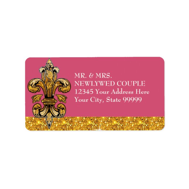 Etiqueta Olhar para o falso preto Dourado Fleur de Lis (Frente)