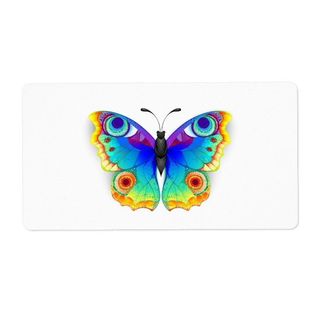 Etiqueta Olho Peacock da Borboleta Arco-Íris (Frente)