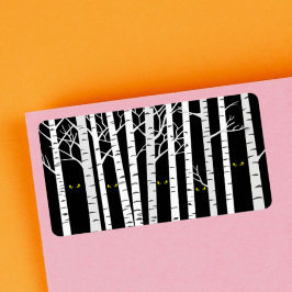 Etiqueta Olhos Amarelos-Loucos de Halloween na Floresta de 