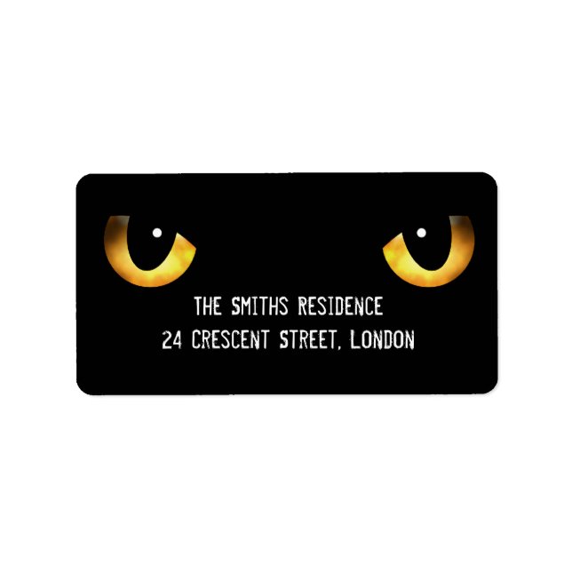Etiqueta Olhos de Gato Assustador do Halloween (Frente)