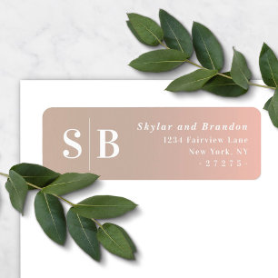 Etiqueta Ombre Taupe Beige & Pink Wedket Return Address