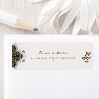 Etiqueta Ondas de inverno com Ouro Wings Endereço de Casame