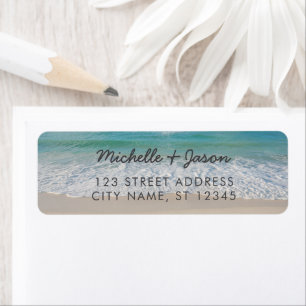 Etiqueta Ondas de Praia Personalizadas do Oceano Azul