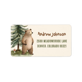 Etiqueta One Happy Camper Bear Return Address Labels