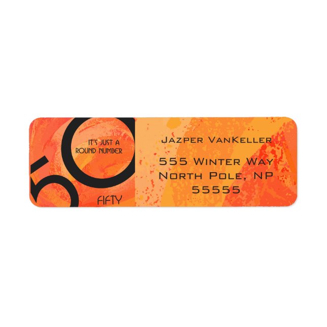 Etiqueta Orange 50 Decade Birthday (Frente)