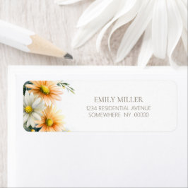 Etiqueta Orange and White Daisies Return Address Label