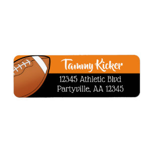 Etiqueta Orange & Black Football Address