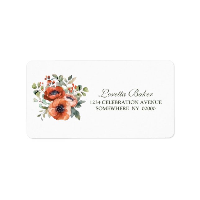 Etiqueta Orange Floral Wedding (Frente)