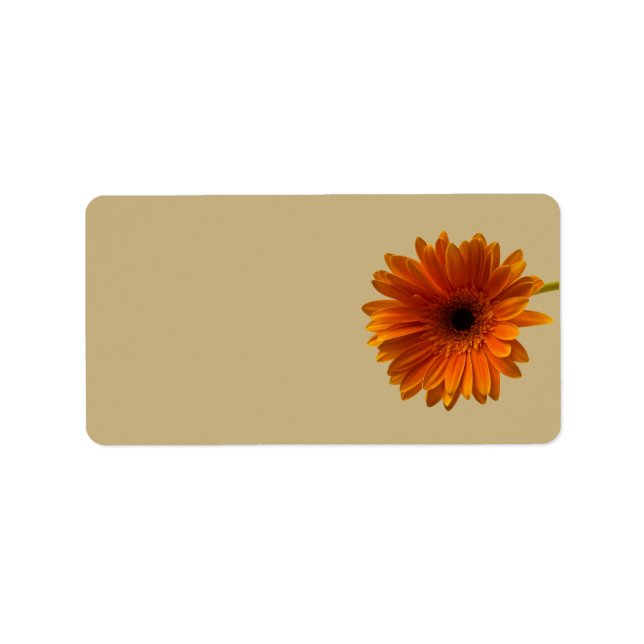 Etiqueta Orange Gerbera Daisy Vazio Casamento Rótulos (Frente)