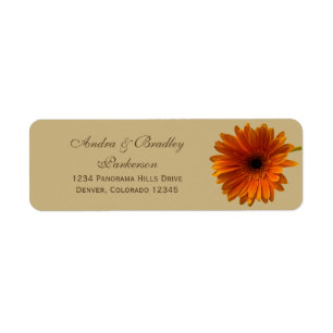 Etiqueta Orange Gerbera Daisy Wedding Return Address Labs