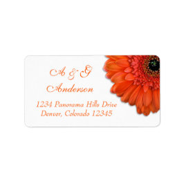 Etiqueta Orange Gerbera Daisy White Wedding Labs