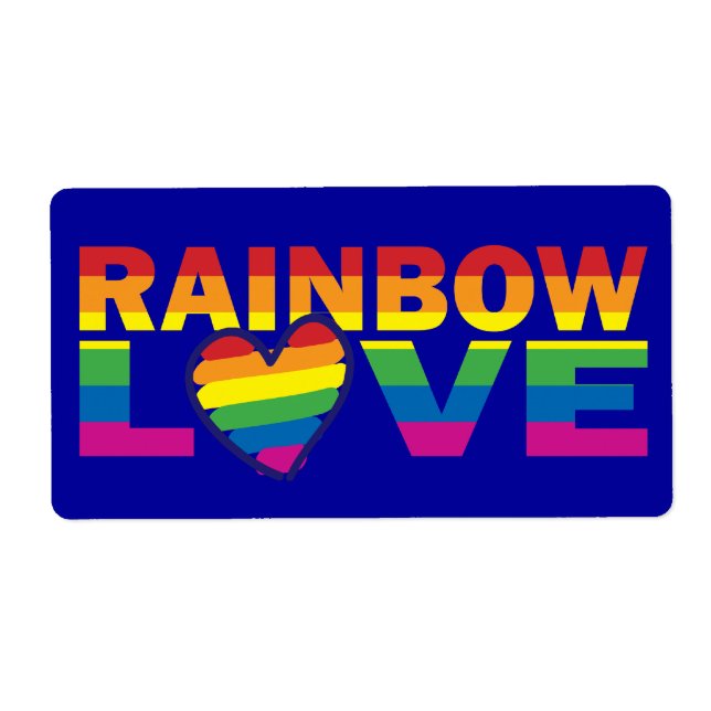 Etiqueta Orgulho gay Rainbow Love Heart (Frente)