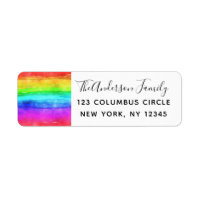 Orgulho gay Watercolor Rainbow Return Address