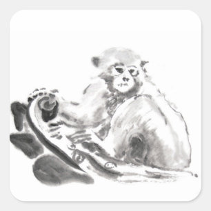 Etiqueta original do zodíaco do ano do macaco da