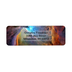 Etiqueta Orion Nebula Space Galaxy, ZGOS, Endereço