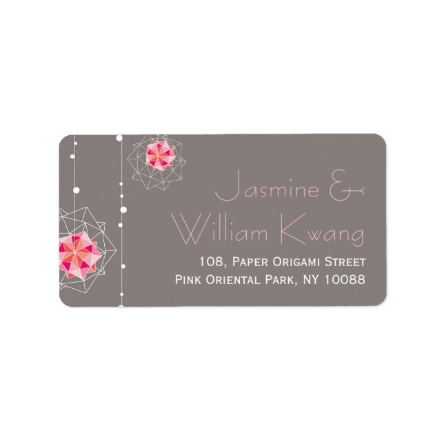 Etiqueta Ornament Pink Origami Suspende Casamento Asiático (Frente)