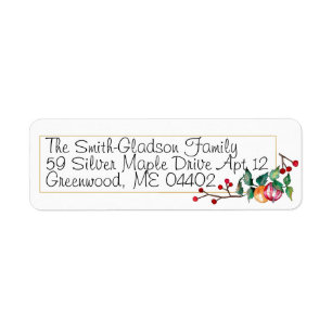 Etiqueta Ornamento Feriado Natal Watercolor Holly Berry