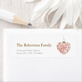 Etiqueta Ornamento Mínimo do Coração de Natal