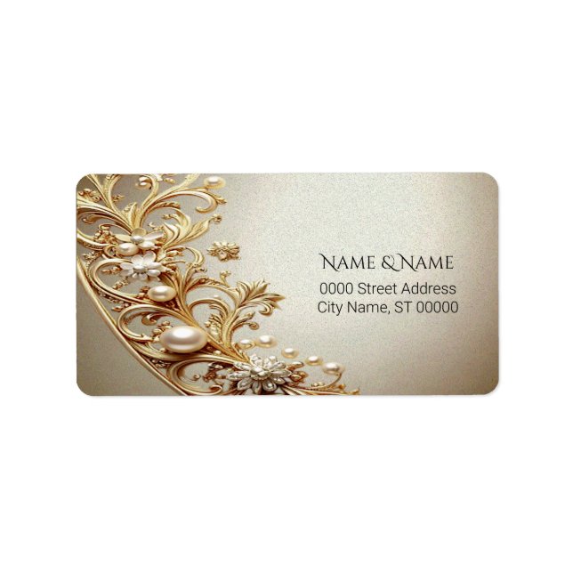 Etiqueta Ornate Gold Flourish Address Label (Frente)