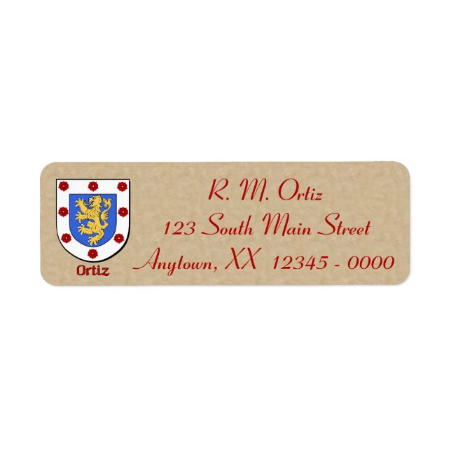 Etiqueta Ortiz Heraldic Shield (Frente)