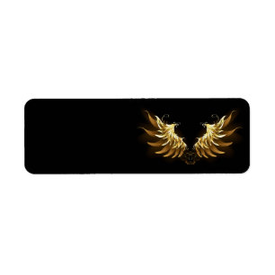 Etiqueta Ouro Angel Wings sobre fundo preto