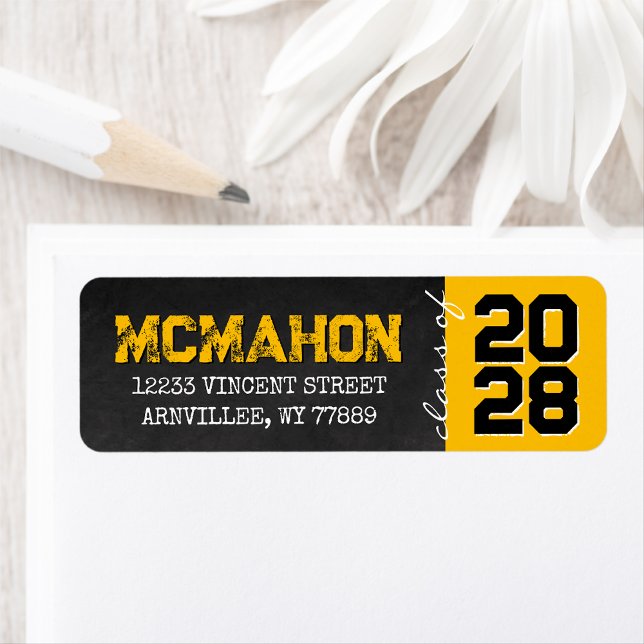 Etiqueta Ouro Chalkboard Graduação Endereço de devolução (Matching Envelopes, Return Address Labels & Envelope Seals)