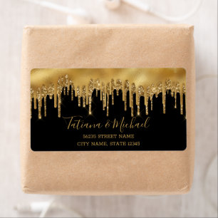 Etiqueta ouro de casamento escorregando relâmpagos fundo pr
