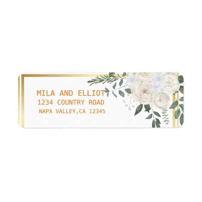 Etiqueta ouro floral elegante (Frente)