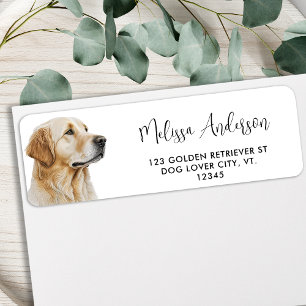 Etiqueta Ouro Retriever Watercolor Pet Dog Return Endereço