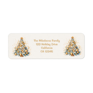 Etiqueta Ouro Sparkle Árvore de Natal Brilhante