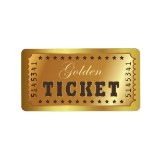 Etiqueta Ouro Ticket Admit One Stars Number Entry Vintage