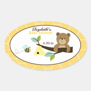 Etiqueta oval feita sob encomenda do favor do urso