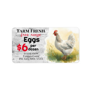 Etiqueta Ovos Frescos de Granja Cartão de Galinhas ao Ar Li