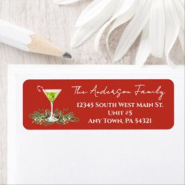 Etiqueta Pacote de Natal Festivo de Martini Vermelho e Visc