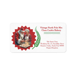 Etiqueta Padaria de Cookies de Natal da Sra. Papai Noel Vin