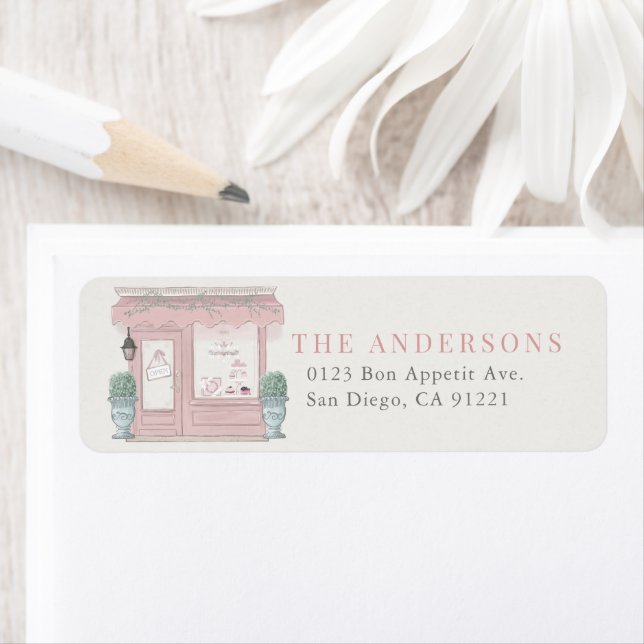 Etiqueta Padaria francesa Patisserie Paris Rosa, Aniversári (Insitu)