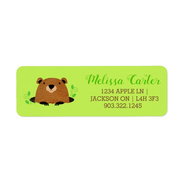 Etiqueta Padrão Adorável de Groundhog Woodland (Frente)