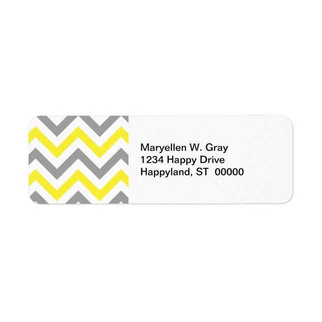 Etiqueta Padrão Amarelo, Cinza Escura Grande Chevron ZigZag (Frente)