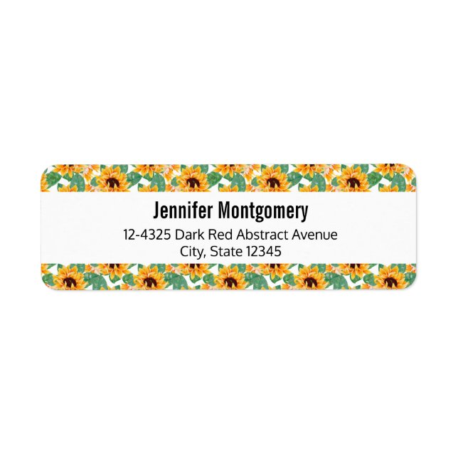 Etiqueta Padrão Amarelo e Verde bonito dos Girassóis (Frente)