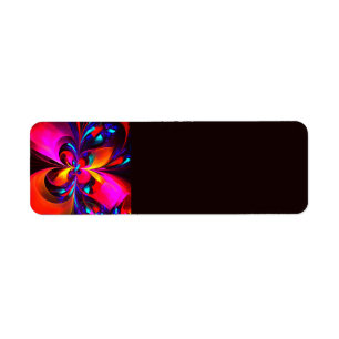 Etiqueta Padrão Azul Vermelho Abstrato Floral Moderno #07