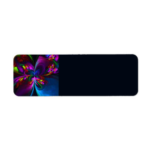 Etiqueta Padrão Azul Vermelho Abstrato Floral Moderno #15