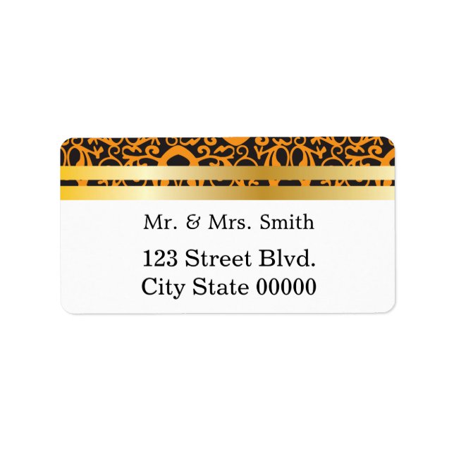 Etiqueta Padrão Barroco com Bandas Douradas (Frente)